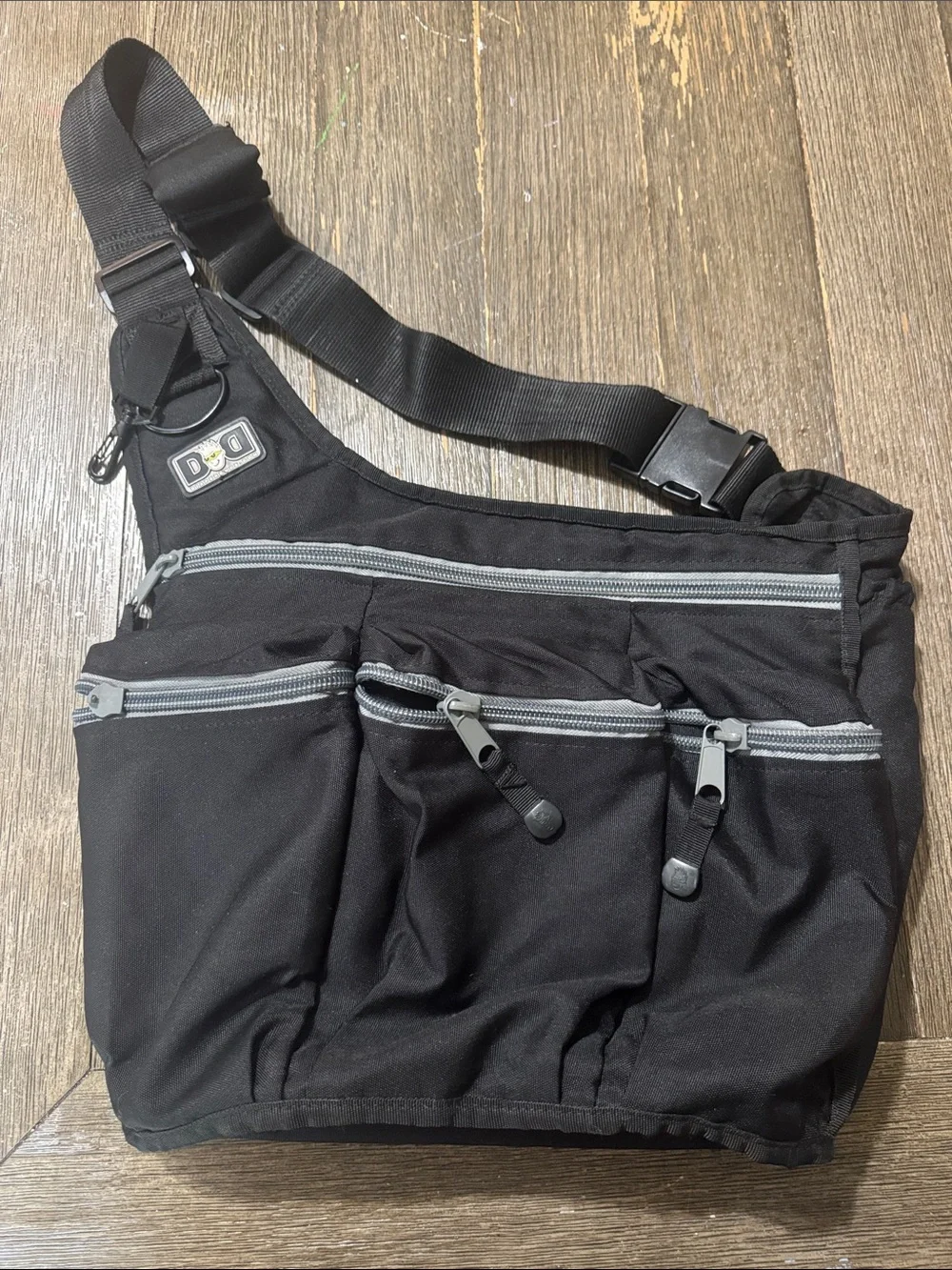 Diaper Dude Black Messenger Diaper Bag | Multi-Pocket Crossbody Baby Bag